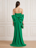 Mermaid Satin Strapless Sleeveless Ankle Length Cocktail Dresses with Bow