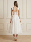 A Line Tulle Sweetheart Sleeveless Midi Length Cocktail Dresses
