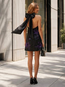 Satin A Line Halter Sleeveless Short Cocktail Dresses with Bow