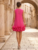 Satin A Line Sleeveless Short Cocktail Dresses with Ruffles