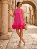 Satin A Line Sleeveless Short Cocktail Dresses with Ruffles