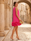 Satin A Line Sleeveless Short Cocktail Dresses with Ruffles