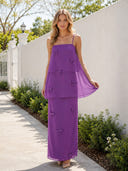 Chiffon Sheath Square Neck Spaghetti Straps Long Cocktail Dresses with Bow