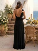 Chiffon One Shoulder Mermaid Long Cocktail Dresses with Ruched