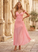 Chiffon Off Shoulder V Neck Long Mermaid Cocktail Dresses