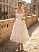 Tulle A Line Swetheart Tea Cocktail Dresses with 3D Flower