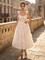 Tulle A Line Swetheart Tea Cocktail Dresses with 3D Flower