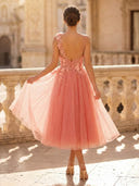 Sparkly Tulle Midi One Shoulder A Line Tea Cocktail Dresses