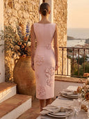 Satin Boat Neck Sleeveless Bodice Tea Cocktail Dresses with Flower