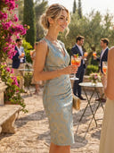 Jacquard Mermaid V Neck Sleeveless Cocktail Dresses