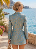 Jacquard A Line V Neck Long Sleeves Cocktail Dresses