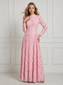 Lace Appliques A Line Long Sleeves Long Cocktail Dresses