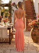 Satin Mermaid Halter Sleeveless Maxi Cocktail Dresses