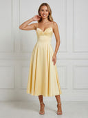 Satin A Line Sweetheart Spaghetti Straps Maxi Cocktail Dresses