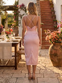 Satin Mermaid V Neck Spaghetti Straps Maxi Cocktail Dresses