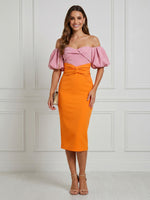 Satin Mermaid Off Shoulder Puff Sleeves Maxi Cocktail Dresses