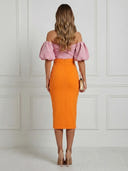 Satin Mermaid Off Shoulder Puff Sleeves Maxi Cocktail Dresses