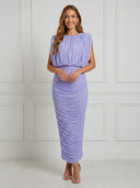 Tulle Mermaid Boat Neck Sleeveless Maxi Cocktail Dresses