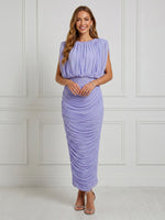 Tulle Mermaid Boat Neck Sleeveless Maxi Cocktail Dresses