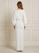 Satin Mermaid Boat Neck Long Sleeves Maxi Cocktail Dresses