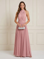 Chiffon A Line Halter Sleeveless Maxi Cocktail Dresses