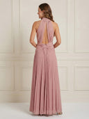 Chiffon A Line Halter Sleeveless Maxi Cocktail Dresses