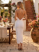 Satin Mermaid Halter Sleeveless Maxi Cocktail Dresses