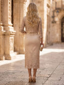Satin Mermaid Boat Neck 3/4 Sleeves Maxi Cocktail Dresses