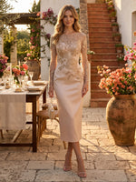 Satin Mermaid Boat Neck Long Sleeves Maxi Cocktail Dresses with Lace