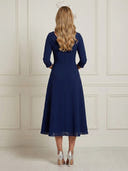 Chiffon A Line V Neck Long Sleeves Maxi Cocktail Dresses with Lace