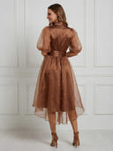Tulle A Line Short Sleeves Maxi Cocktail Dresses
