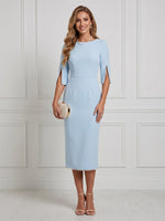 Satin Mermaid Boat Neck Short Sleeves Maxi Cocktail Dresses