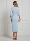 Satin Mermaid Boat Neck Short Sleeves Maxi Cocktail Dresses