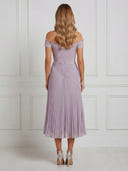 Chiffon A Line Off Shoulder Maxi Cocktail Dresses with Pleated