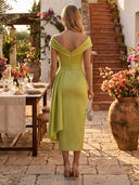 Satin Mermaid Off Shoulder Maxi Cocktail Dresses with Ruffles