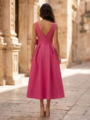 Satin A Line Square Neck Spaghetti Straps Long Cocktail Dresses