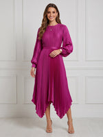 Satin A Line Boat Neck Long Sleeves Long Cocktail Dresses