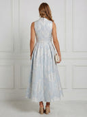 Jacquard A Line V Neck Sleeveless Long Cocktail Dresses with Pockets