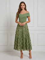 Sequin A Line Off Shoulder Maxi Cocktail Dresses with Sequin