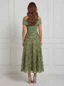Sequin A Line Off Shoulder Maxi Cocktail Dresses with Sequin
