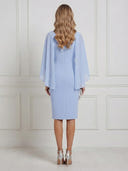 Chiffon Mermaid Scoop Neck Long Cocktail Dresses with Cape