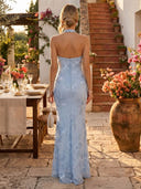 Embroidery Mermaid Halter Maxi Cocktail Dresses