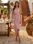 Satin Mermaid One Shoulder Long Cocktail Dresses