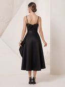 Satin A Line Off Shoulder Maxi Cocktail Dresses with Bow