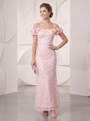 Sequin Mermaid Off Shoulder Long Cocktail Dresses with Flowers