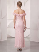 Sequin Mermaid Off Shoulder Long Cocktail Dresses with Flowers