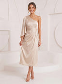 Satin Mermaid One Shoulder Long Cocktail Dresses