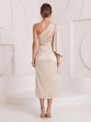 Satin Mermaid One Shoulder Long Cocktail Dresses