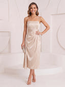 Satin Mermaid Square Neck Spaghetti Straps Maxi Cocktail Dresses