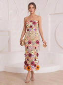 Embroidery Mermaid Spaghetti Straps Maxi Cocktail Dresses